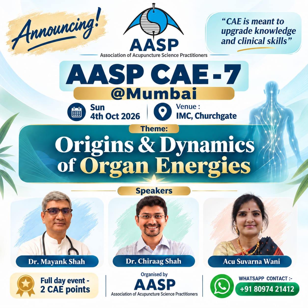 Association Of Acupuncture Science Practitioners CAE @ MUMBAI programme poster